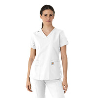 Carhartt Force Essentials Women's V-Neck Scrub Top - White