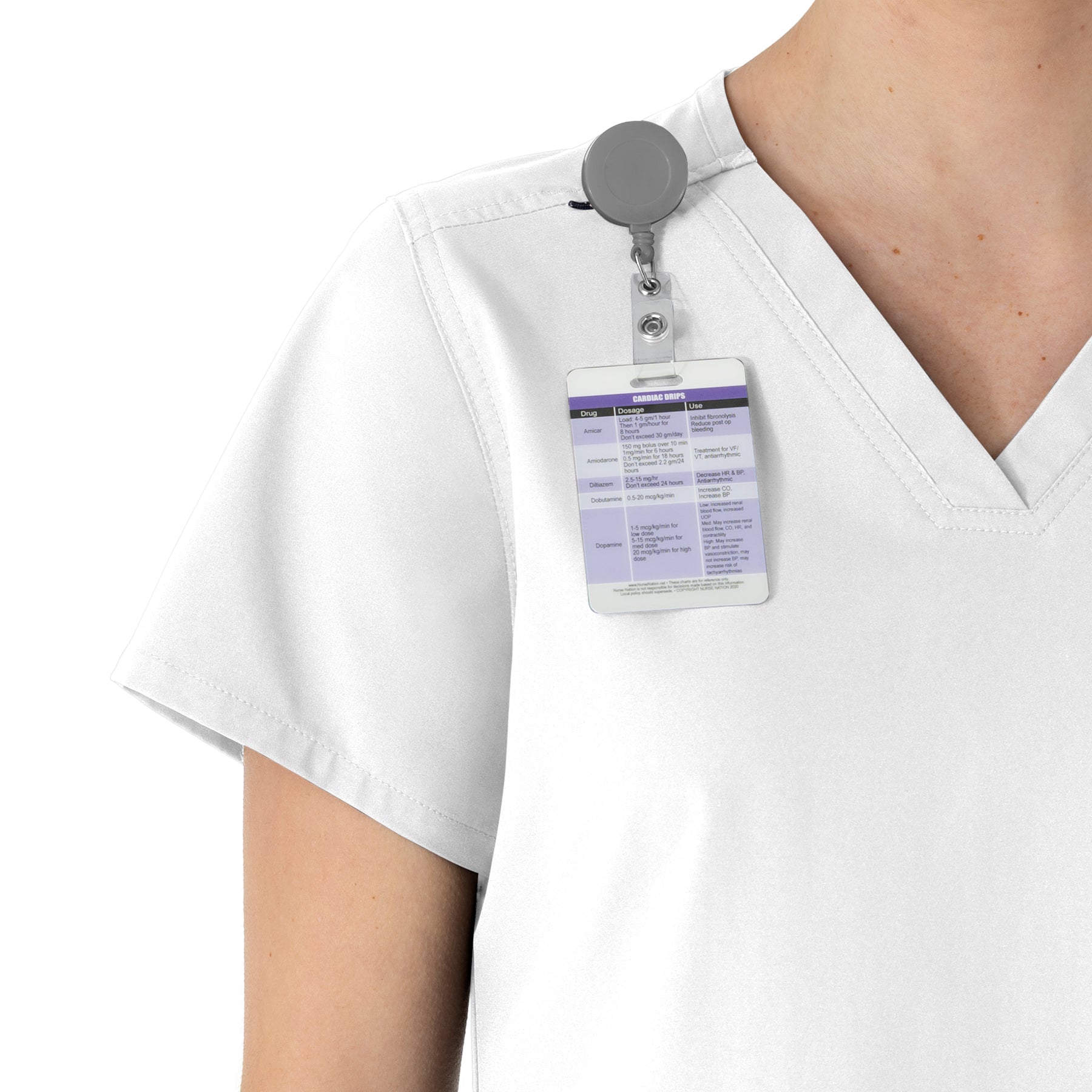 Carhartt Force Essentials Women's V-Neck Scrub Top - White badge loop