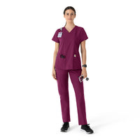 Carhartt Force Essentials Women's V-Neck Scrub Top - Wine Scrub Set