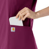Carhartt Force Essentials Women's V-Neck Scrub Top - Wine large pocket