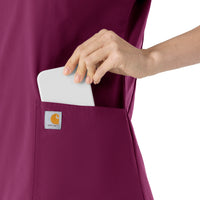 Carhartt Force Essentials Women's V-Neck Scrub Top - Wine large pocket