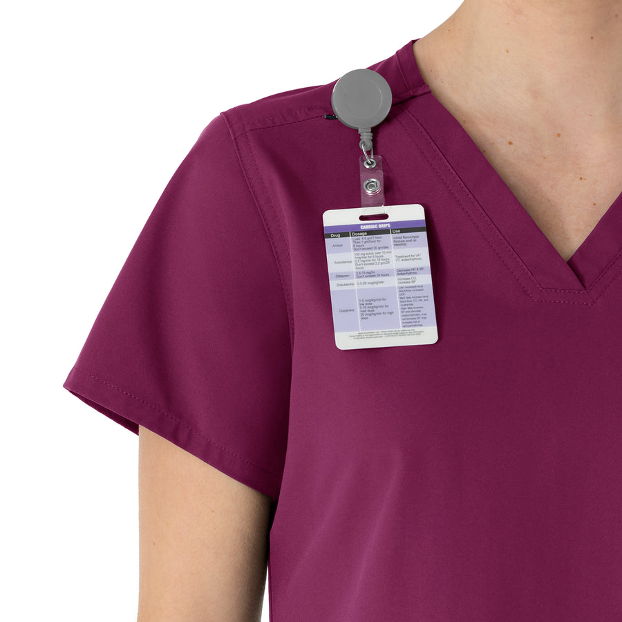 Carhartt Force Essentials Women's V-Neck Scrub Top - Wine badge loop
