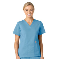 Rugged Flex Ripstop Women's V-Neck Scrub Top Azure Blue