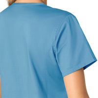 Rugged Flex Ripstop Women's V-Neck Scrub Top Azure Blue side detail 1