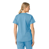 Rugged Flex Ripstop Women's V-Neck Scrub Top Azure Blue back view