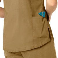 Rugged Flex Ripstop Women's V-Neck Scrub Top Dijon back detail