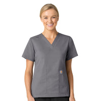 Rugged Flex Ripstop Women's V-Neck Scrub Top Pewter