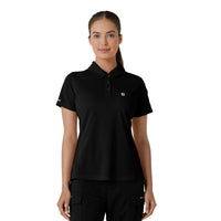Rugged Flex RSCU Women's Lightweight Short Sleeve Polo Scrub Top Black