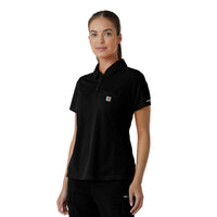 Rugged Flex RSCU Women's Lightweight Short Sleeve Polo Scrub Top Black side view