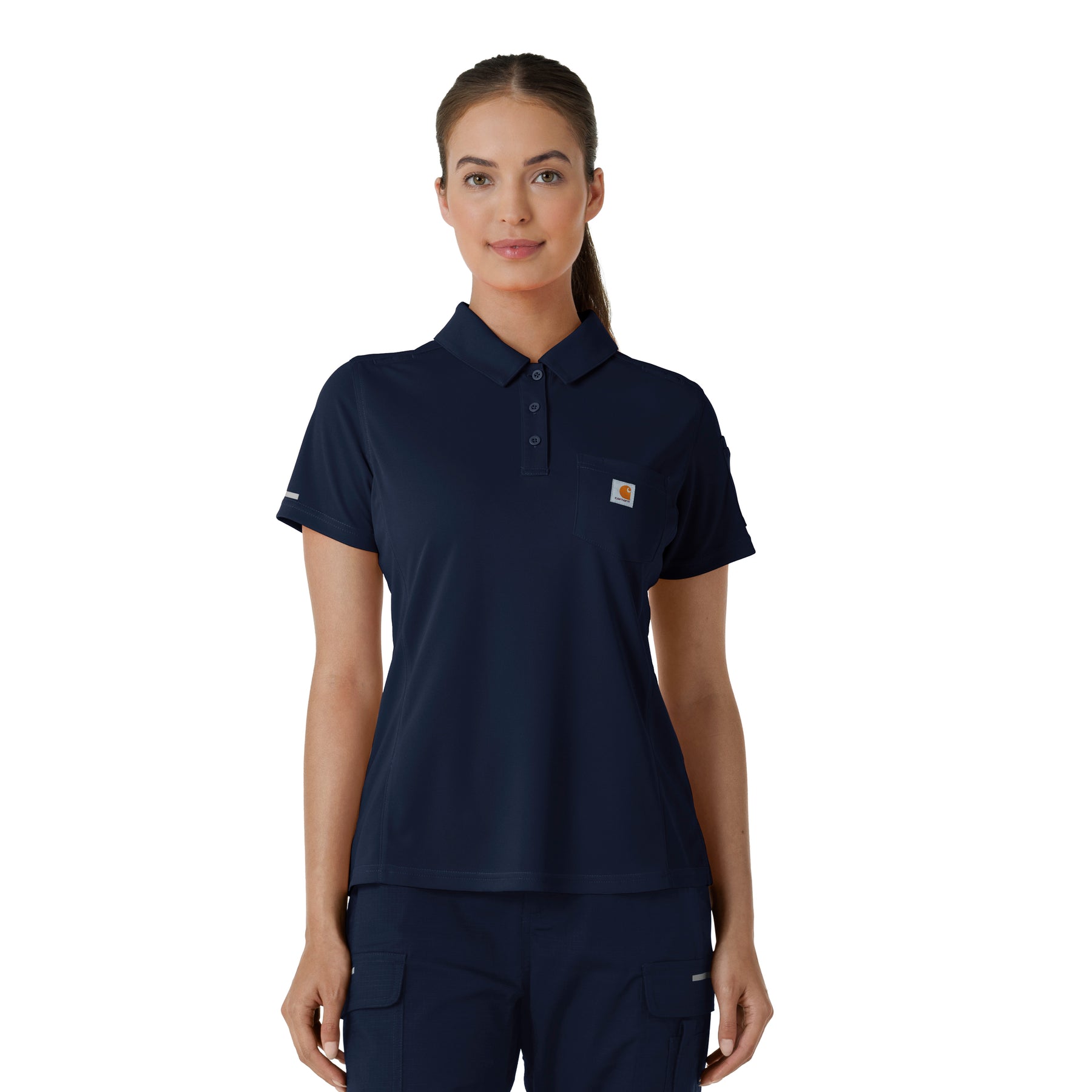 Rugged Flex RSCU Women's Lightweight Short Sleeve Polo Scrub Top Dark Navy