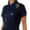Rugged Flex RSCU Women's Lightweight Short Sleeve Polo Scrub Top Dark Navy hemline detail
