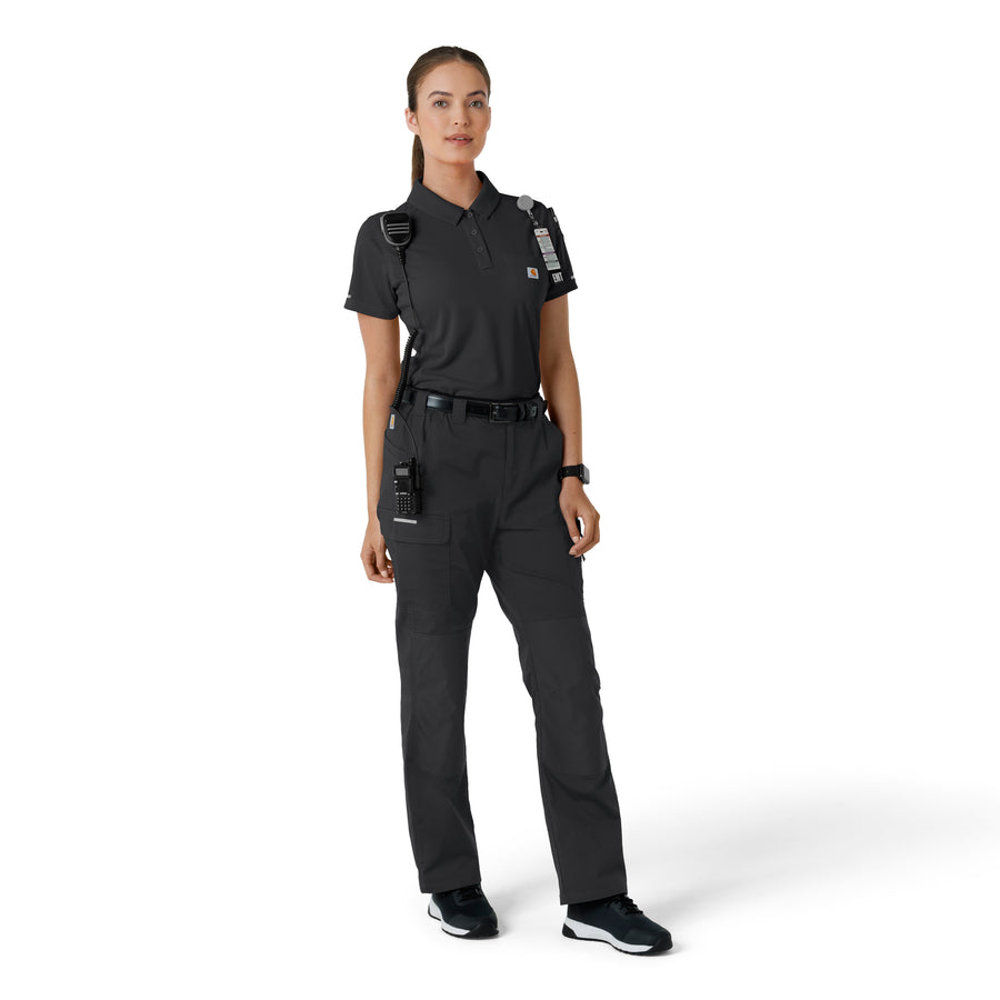 Rugged Flex RSCU Women's Lightweight Short Sleeve Polo Scrub Top Pewter full scrub set