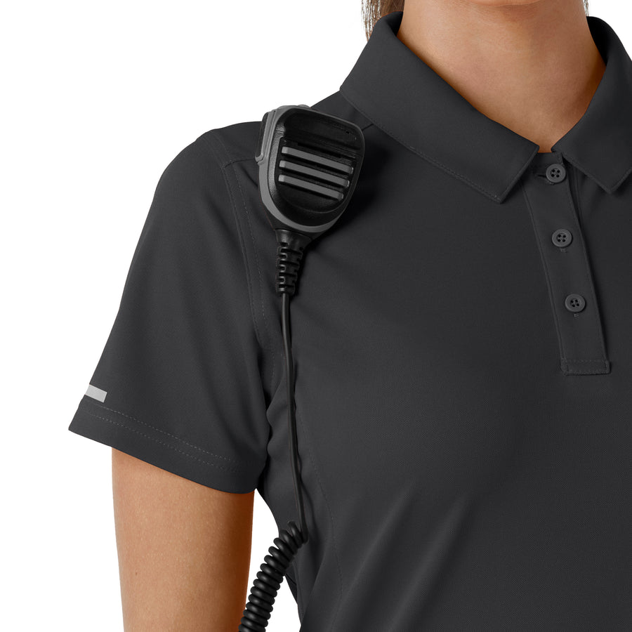 Rugged Flex RSCU Women's Lightweight Short Sleeve Polo Scrub Top Pewter side detail 2