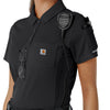 Rugged Flex RSCU Women's Lightweight Short Sleeve Polo Scrub Top Pewter hemline detail