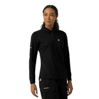Rugged Flex RSCU Women's Heavyweight Long Sleeve Polo Scrub Top Black