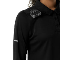 Rugged Flex RSCU Women's Heavyweight Long Sleeve Polo Scrub Top Black front detail