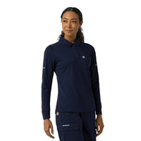 Rugged Flex RSCU Women's Heavyweight Long Sleeve Polo Scrub Top Dark Navy