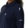 Rugged Flex RSCU Women's Heavyweight Long Sleeve Polo Scrub Top Dark Navy side view