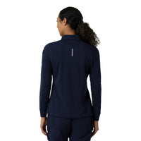 Rugged Flex RSCU Women's Heavyweight Long Sleeve Polo Scrub Top Dark Navy back view