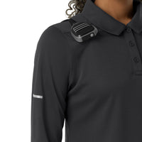 Rugged Flex RSCU Women's Heavyweight Long Sleeve Polo Scrub Top Pewter front detail