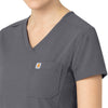 Rugged Flex Peak Women's Tuck-In Scrub Top Pewter side detail 1