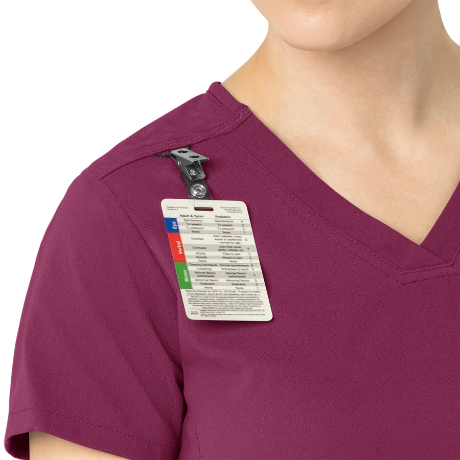 Rugged Flex Peak Women's Tuck-In Scrub Top Wine front detail