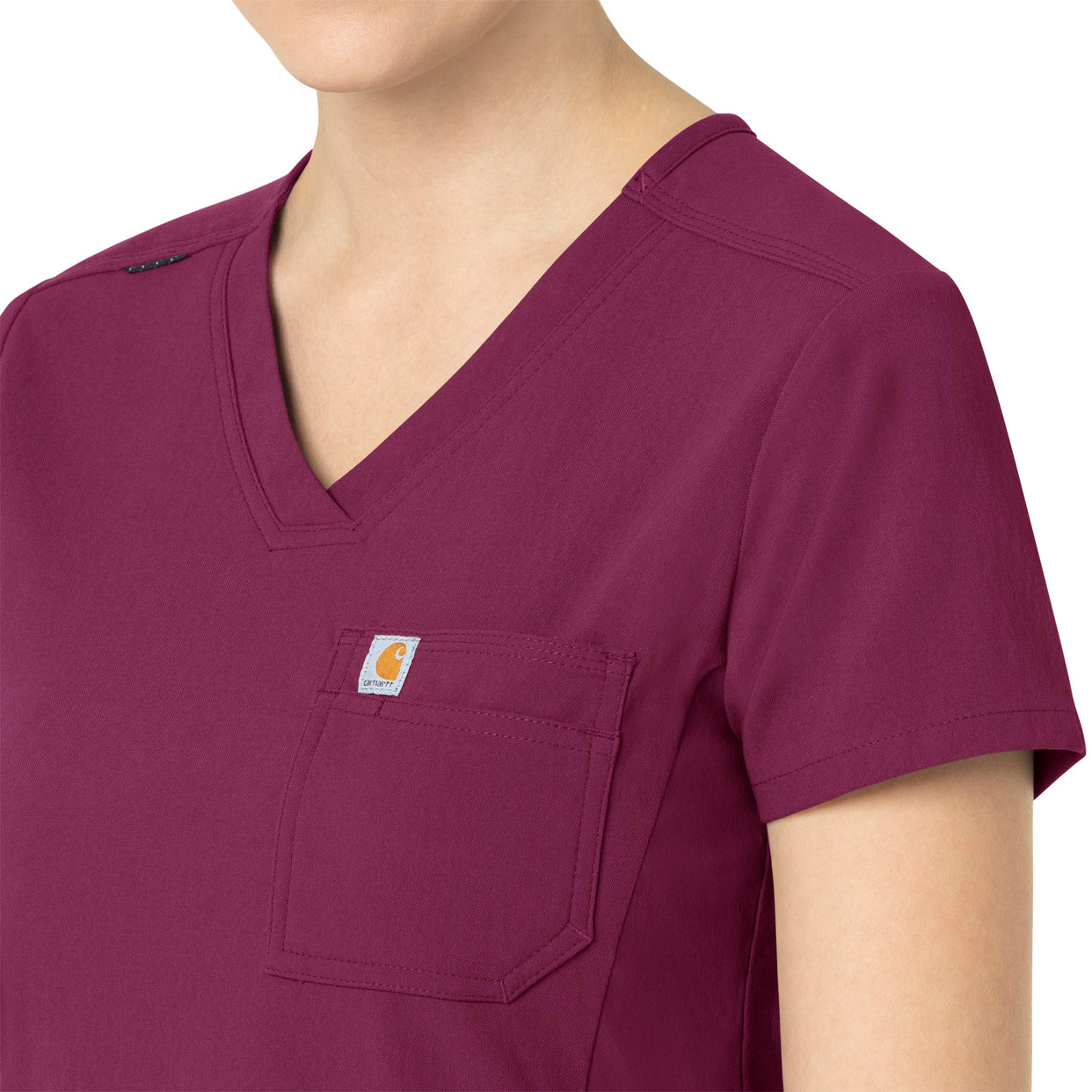 Rugged Flex Peak Women's Tuck-In Scrub Top Wine side detail 1