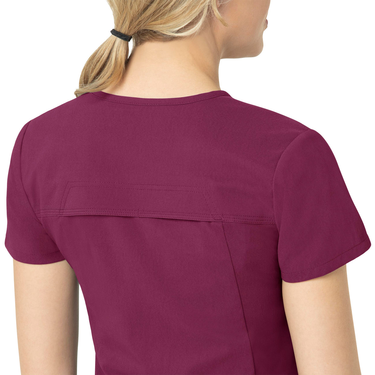 Rugged Flex Peak Women's Tuck-In Scrub Top Wine back detail