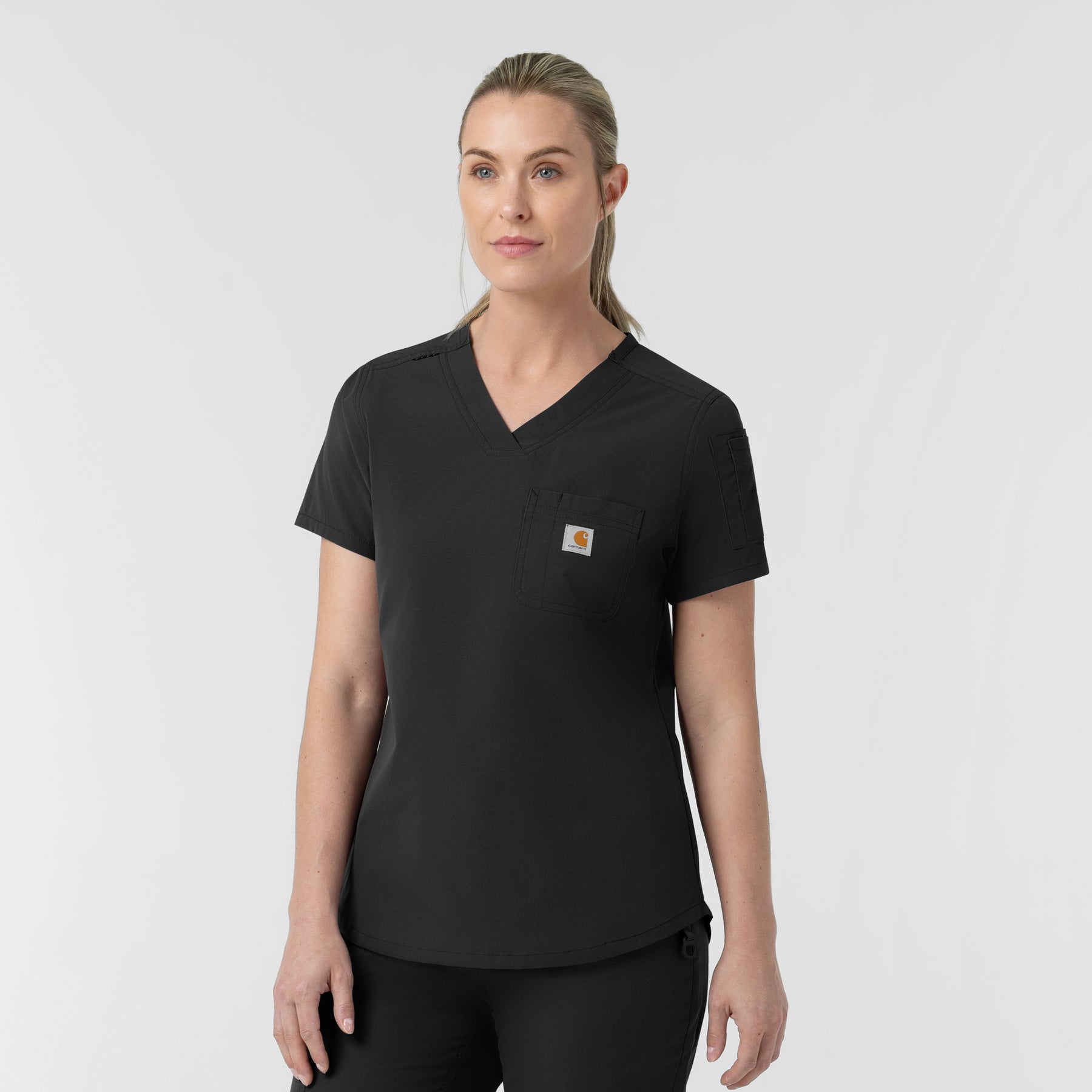 Rugged Flex FLD Women's Tuck-in Scrub Top Black side view