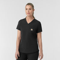 Rugged Flex FLD Women's Tuck-in Scrub Top Black side view