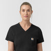 Rugged Flex FLD Women's Tuck-in Scrub Top Black hemline detail