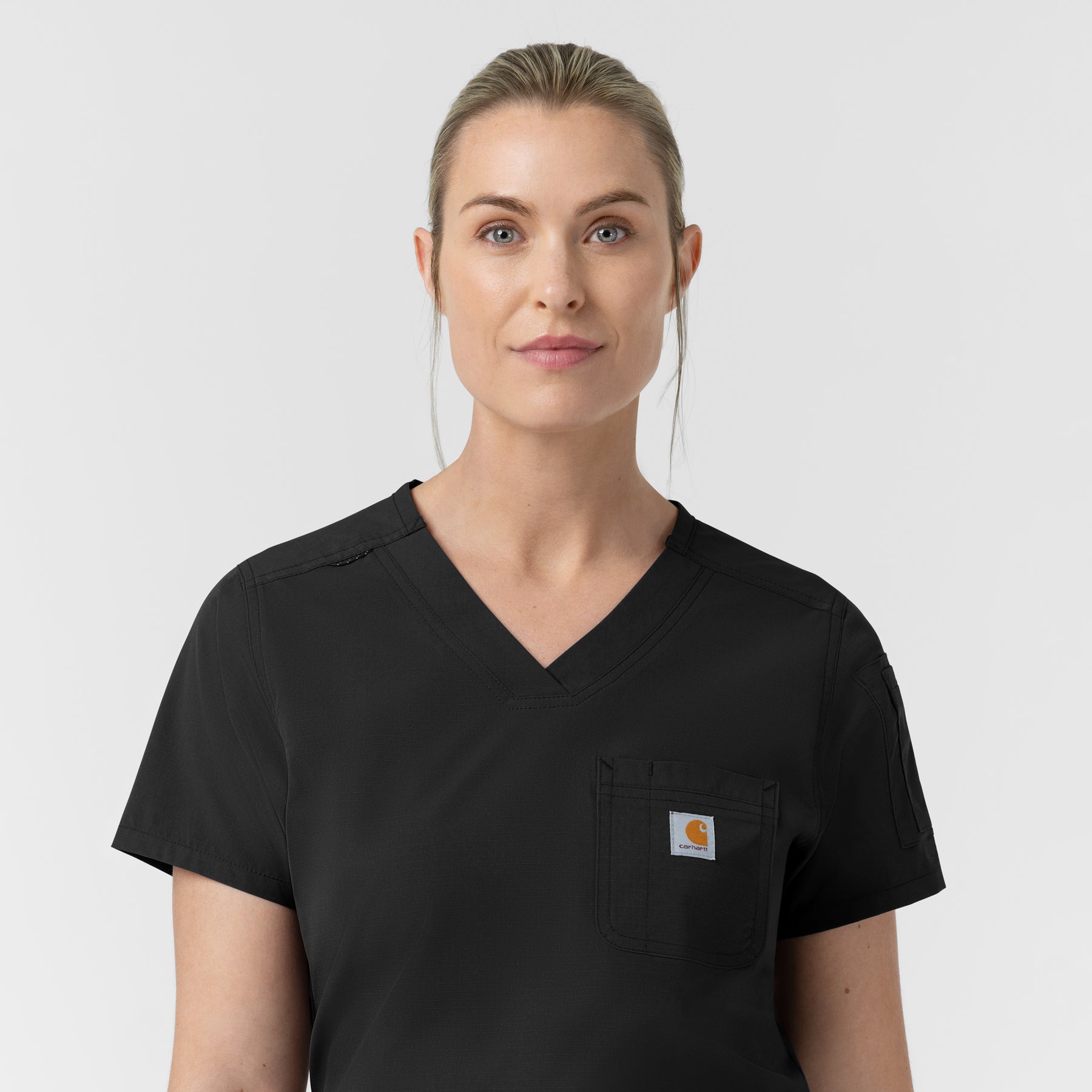 Rugged Flex FLD Women's Tuck-in Scrub Top Black hemline detail