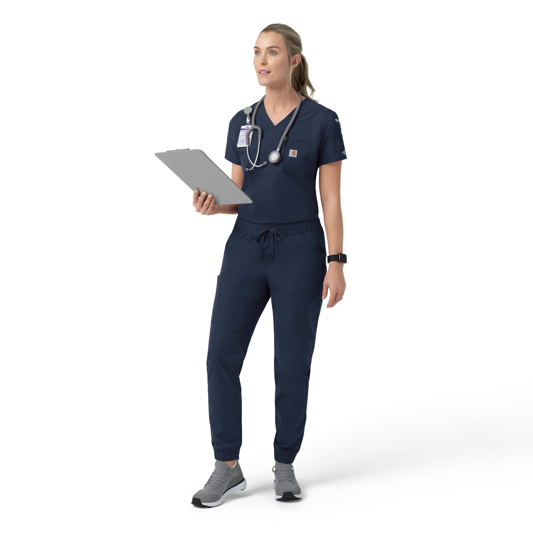 Rugged Flex FLD Women's Tuck-in Scrub Top Navy full scrub set