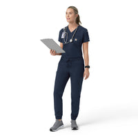 Rugged Flex FLD Women's Tuck-in Scrub Top Navy full scrub set