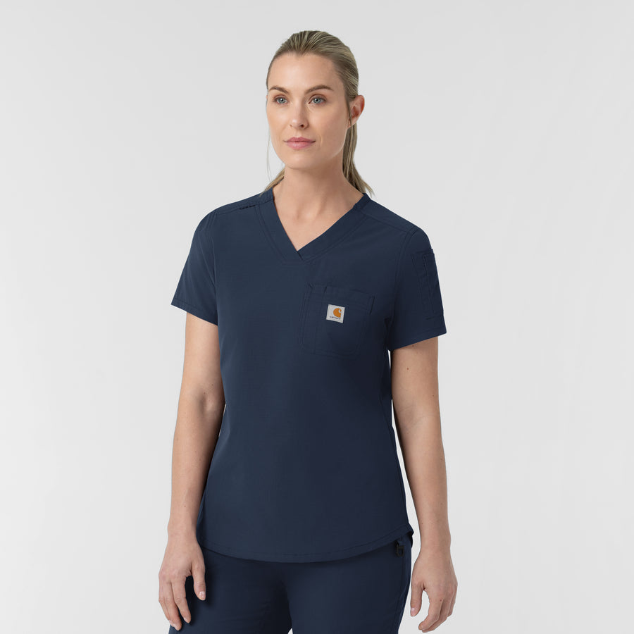 Rugged Flex FLD Women's Tuck-in Scrub Top Navy side view
