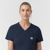 Rugged Flex FLD Women's Tuck-in Scrub Top Navy hemline detail