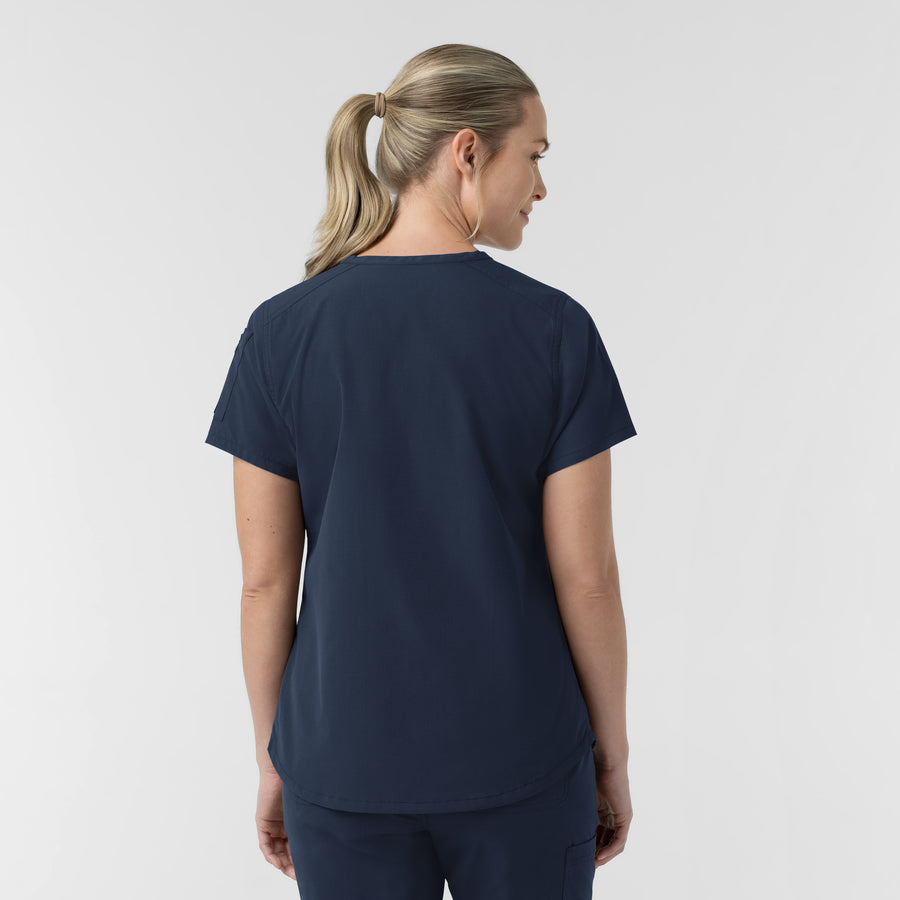 Rugged Flex FLD Women's Tuck-in Scrub Top Navy back view
