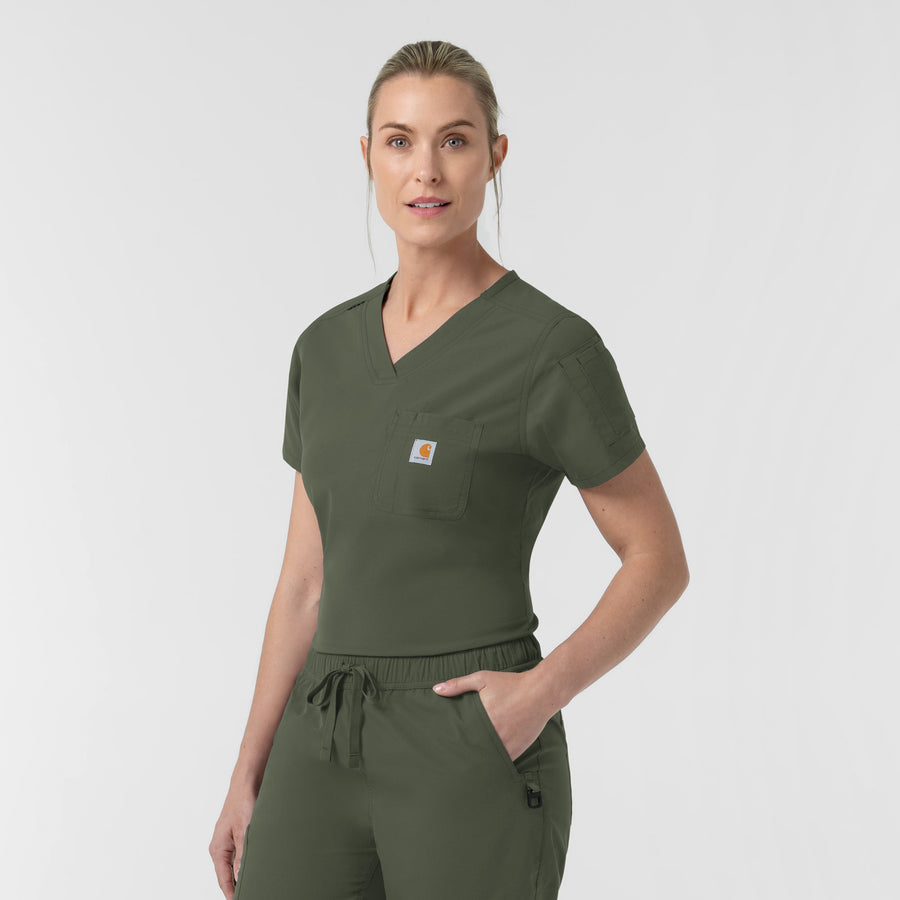 Carhartt Rugged Flex FLD Women's Tuck-in Scrub Top - Olive