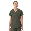 Rugged Flex FLD Women's Tuck-in Scrub Top Olive side view