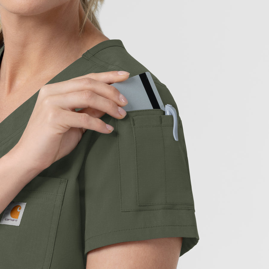 Carhartt Rugged Flex FLD Women's Tuck-in Scrub Top - Olive