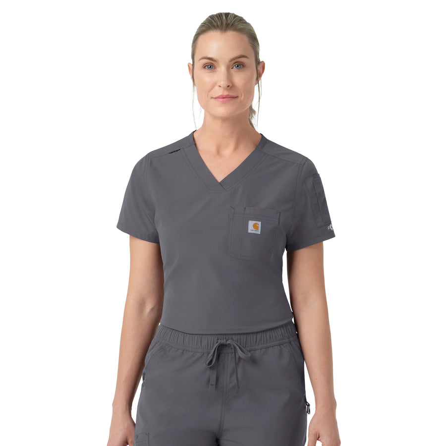 Rugged Flex FLD Women's Tuck-in Scrub Top Pewter