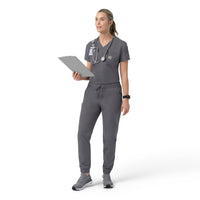 Rugged Flex FLD Women's Tuck-in Scrub Top Pewter full scrub set