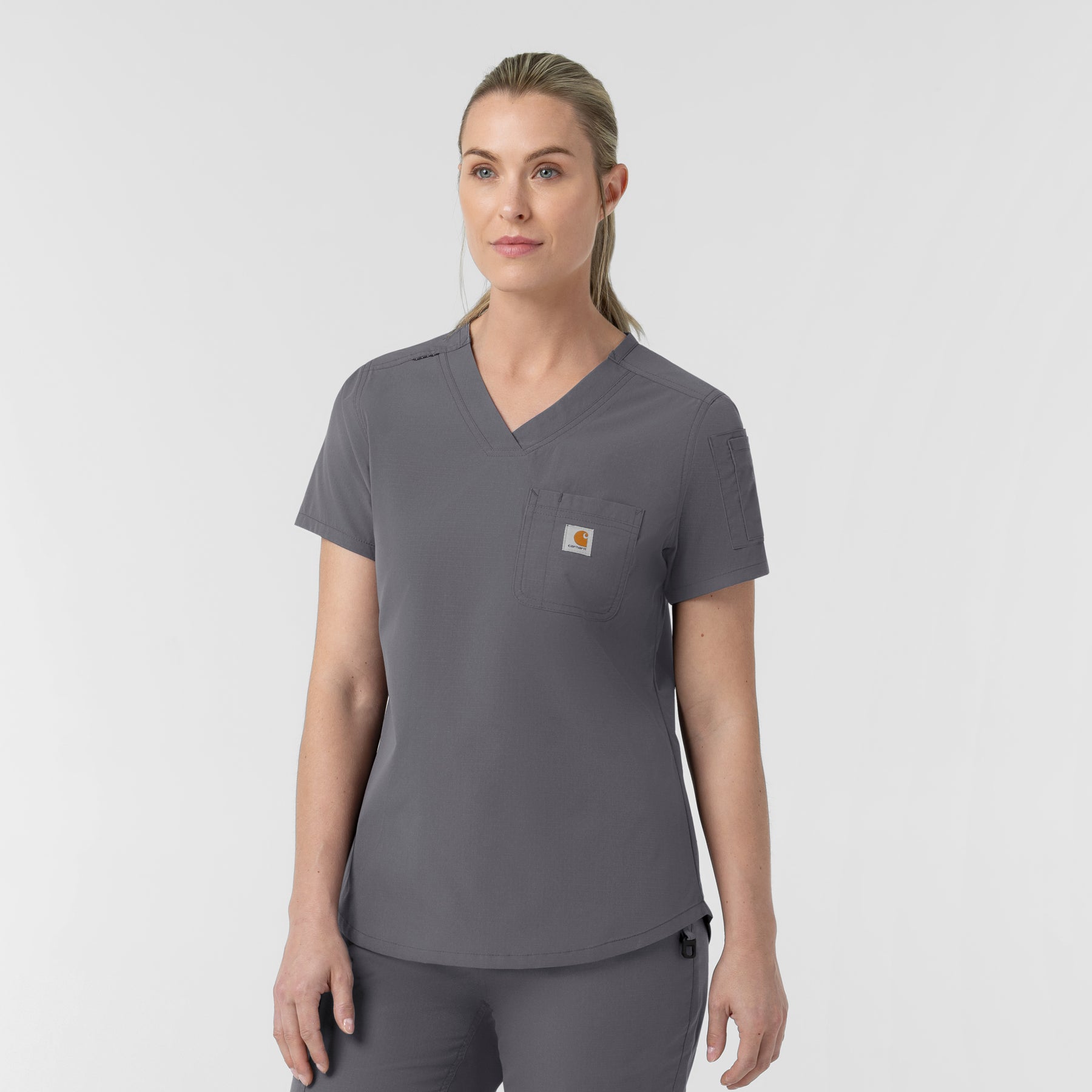 Rugged Flex FLD Women's Tuck-in Scrub Top Pewter side view