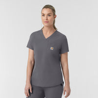 Rugged Flex FLD Women's Tuck-in Scrub Top Pewter side view