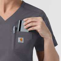 Rugged Flex FLD Women's Tuck-in Scrub Top Pewter side detail 1