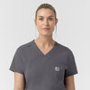 Rugged Flex FLD Women's Tuck-in Scrub Top Pewter hemline detail