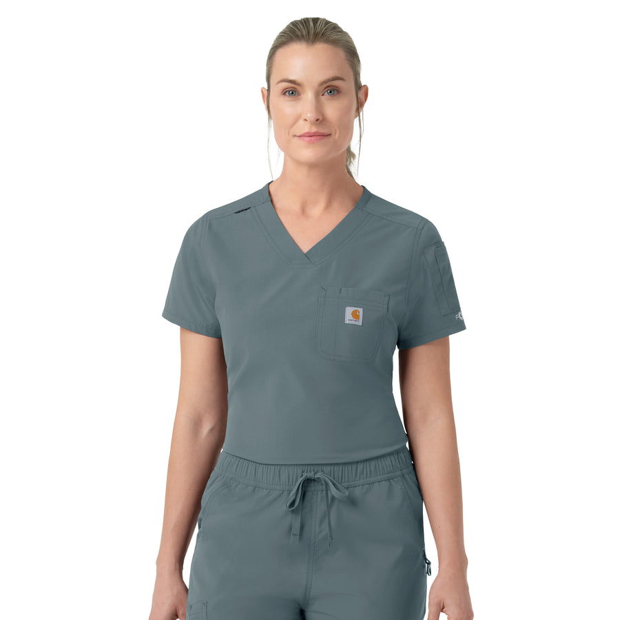 Rugged Flex FLD Women's Tuck-in Scrub Top Rolling Thunder