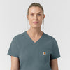 Rugged Flex FLD Women's Tuck-in Scrub Top Rolling Thunder hemline detail
