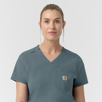 Rugged Flex FLD Women's Tuck-in Scrub Top Rolling Thunder hemline detail