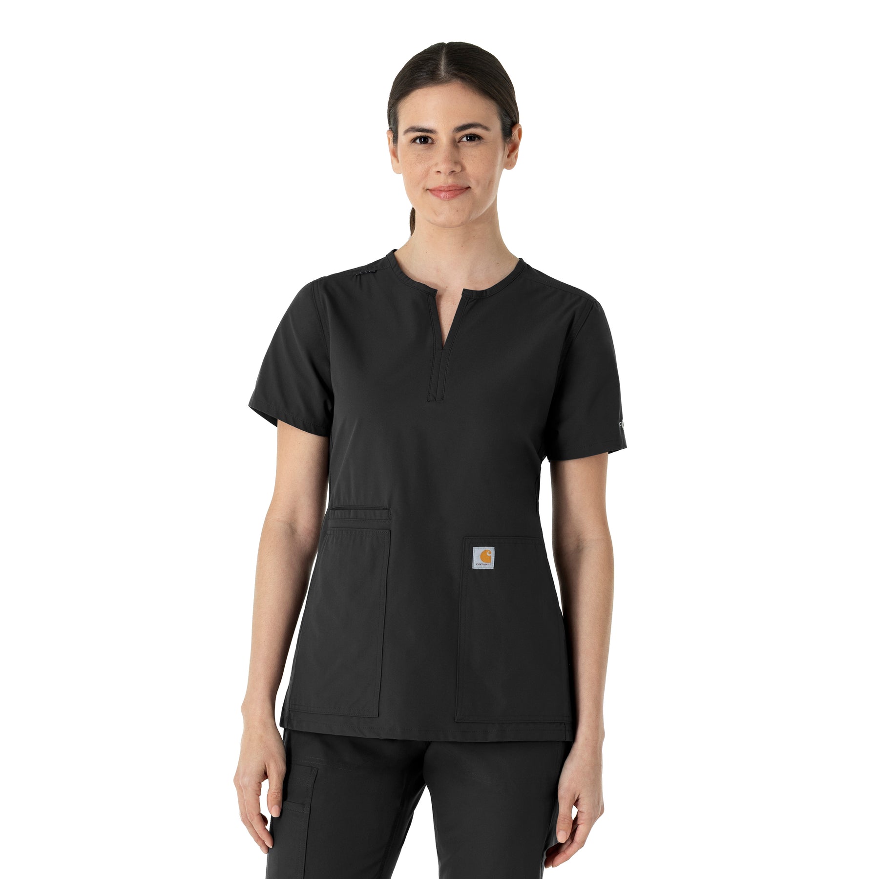 Force Essentials Women's Notch Neck Tunic Scrub Top Black